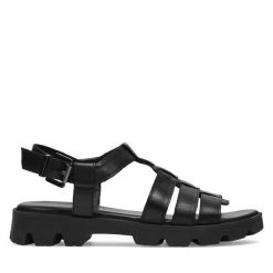 Sandały Lasocki. Czarne sandały Lasocki, bez wzorów, bez obcasa, na płaskiej podeszwie, bez zapięcia. Za 149.99 zł.