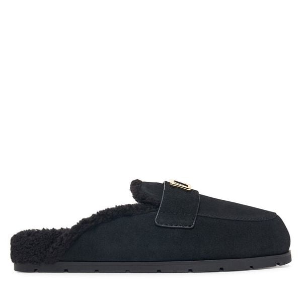 Klapki Armani Exchange. Czarne klapki Armani Exchange, bez wzorów, bez obcasa. Za 839.99 zł.