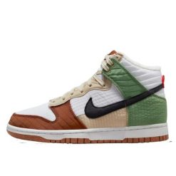 Buty do chodzenia dla dorosłych Nike Dunk High Next Nature Summit White. Zielone obuwie sportowe Nike, bez zapięcia, trekkingowe. W wyprzedaży za 740.70 zł.
