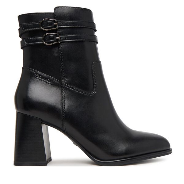 Botki Tamaris. Czarne botki Tamaris, bez wzorów, bez obcasa, na słupku, bez zapięcia. Za 539.99 zł.