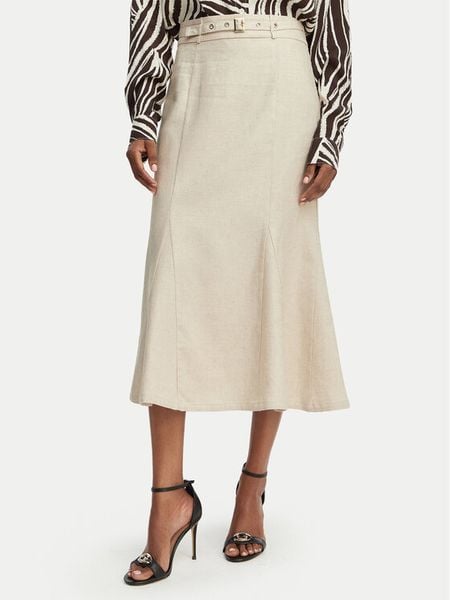 Guess Spódnica midi W6GD69 W2092 Beżowy jasny Regular Fit. Brązowe spódnice Guess, xl, z aplikacjami, ze lnu, midi. Za 381.99 zł.