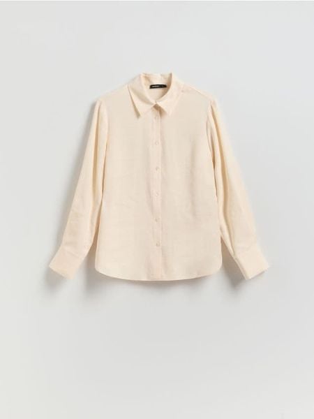 Koszula z modalem - złamana biel. Koszule Reserved, l, bez wzorów, z tkaniny, bez kołnierzyka, bez ramiączek. Za 119.99 zł.