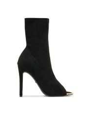 DeeZee Botki LW0606-1 Czarny. Czarne botki DeeZee, bez wzorów, ze skóry, bez obcasa, na szpilce, bez zapięcia. Za 169.99 zł.