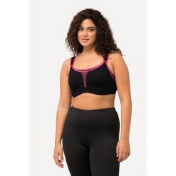 Damski Biustonosz sportowy bez fiszbin mikrofibra wstawka z siateczki. Czarne bielizna sportowa Ulla Popken, plus size, bez wzorów, z elastanu. Za 294.99 zł.