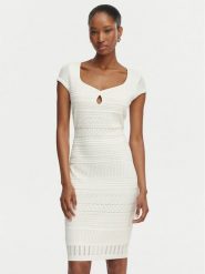 Guess Sukienka dzianinowa W6GK21 Z0603 Biały Regular Fit. Białe sukienki Guess, xl, z aplikacjami, z dzianiny, bez kołnierzyka, bez ramiączek. Za 614.99 zł.