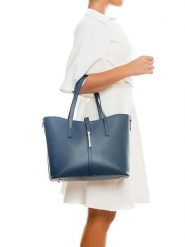 Lia Biassoni Skórzana torebka "Parma" w kolorze granatowym - 40 x 27 x 14 cm rozmiar: onesize. Niebieskie torby na ramię Lia Biassoni, bez wzorów, z materiału, na ramię, bez dodatków. Za 347.99 zł.