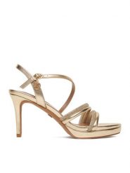 Nine West Sandały CEO-25120-2508 Złoty. Żółte sandały Nine West, bez wzorów, z materiału, bez obcasa, na szpilce, bez zapięcia. Za 229.99 zł.