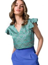 Stylove Bluzka w kolorze turkusowym rozmiar: L. Niebieskie bluzki Stylove, l, bez wzorów, retro, bez kołnierzyka, bez ramiączek. Za 132.67 zł.