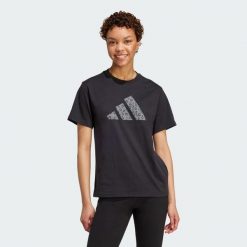 Koszulka z grafiką zwierzęcą. Czarne bluzki Adidas, s, bez wzorów, z bawełny, sportowe, bez kołnierzyka, bez ramiączek. Za 109.00 zł.