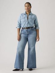 Levi's Dżinsy "Ribcage" - Flared fit - w kolorze niebieskim rozmiar: W32/L34. Niebieskie jeansy Levi's®, l, z aplikacjami, z podwyższonym stanem. Za 302.95 zł.