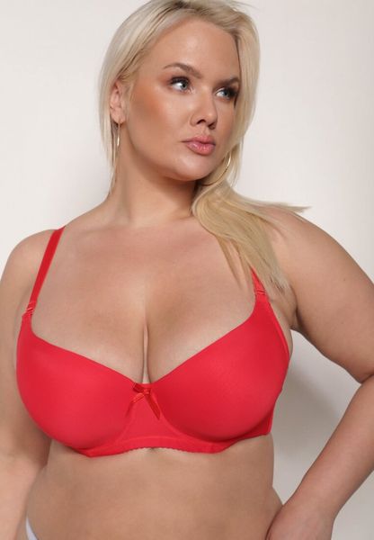 Czerwony Biustonosz Typu Full Cup z Usztywnionymi Miseczkami Elasyn. Czerwone biustonosze Born2be, bez wzorów. Za 14.99 zł.