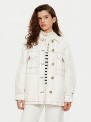 Tommy Hilfiger Koszula jeansowa WW0WW43728 Biały Relaxed Fit. Białe koszule TOMMY HILFIGER, bez wzorów, z bawełny, bez kołnierzyka, bez ramiączek. Za 379.99 zł.