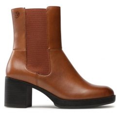 Botki Caprice. Brązowe botki Caprice, bez wzorów, bez obcasa, na słupku, bez zapięcia. Za 669.99 zł.
