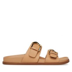 Klapki DeeZee. Brązowe klapki DeeZee, bez wzorów, bez obcasa. Za 119.99 zł.