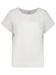 LUHTA Koszulka "Hyppeis" w kolorze białym rozmiar: XL. Białe bluzki Luhta, xl, bez wzorów, prążkowane, bez kołnierzyka, bez ramiączek. Za 97.28 zł.