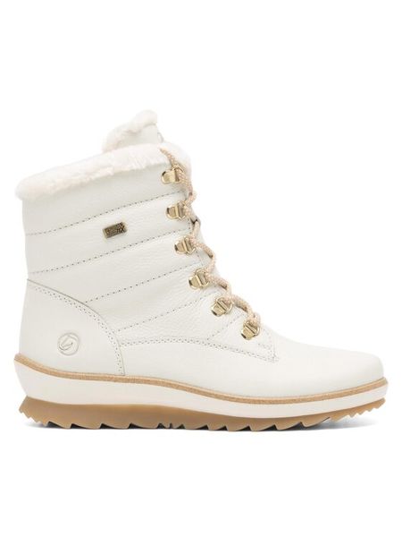 Remonte Trzewiki R8480-80 Biały. Białe botki Remonte, bez wzorów, ze skóry, bez obcasa, na płaskiej podeszwie, bez zapięcia. Za 383.00 zł.