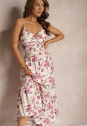 Jasnofioletowa Rozkloszowana Sukienka na Ramiączkach z Rozcięciami Ozdobiona Guzikami Dimline. Brązowe sukienki Renee, na co dzień, l, bez wzorów, eleganckie, bez kołnierzyka, bez ramiączek, maxi, rozkloszowane. Za 109.99 zł.