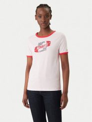 Tommy Jeans T-Shirt Wavy Flag Contrast Ringer DW0DW22306 Różowy Regular Fit. Czerwone t-shirty Tommy Jeans, xs, bez wzorów, z bawełny, bez kołnierzyka, bez ramiączek. Za 189.99 zł.