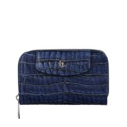 Damski portfel skórzany Canaletto – granatowy croco z RFID | Elegancja i bezpieczeństwo PD1445s285 RFID. Niebieskie portfele bez wzorów, ze skóry. Za 180.50 zł.