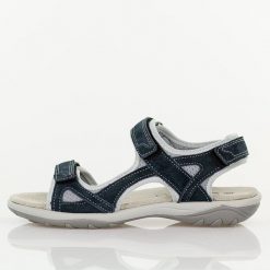 Granatowe skórzane sandały damskie Cambell 94327. Niebieskie obuwie sportowe Cambell, na lato, ze skóry, bez zapięcia, trekkingowe. Za 199.00 zł.