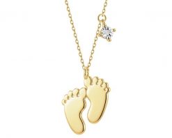 Naszyjnik z żółtego i białego złota z diamentem - stópki - 0,005 ct - próba 375. Białe naszyjniki Apart, bez wzorów. Za 2,090.00 zł.