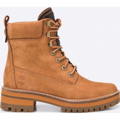 Timberland - Botki Courmayeur Valley. Brązowe botki Timberland, bez wzorów, z materiału, z okrągłym noskiem, bez obcasa, bez zapięcia. W wyprzedaży za 799.90 zł.