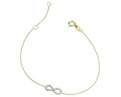 Bransoletka z żółtego złota z diamentami - nieskończoność - 0,02 ct - próba 375. Żółte bransoletki Apart, z diamentem, złote. W wyprzedaży za 763.00 zł.