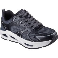 Buty sportowe Skechers Uno Ego aurair. Czarne obuwie sportowe Skechers, ze skóry ekologicznej, bez zapięcia. W wyprzedaży za 490.00 zł.