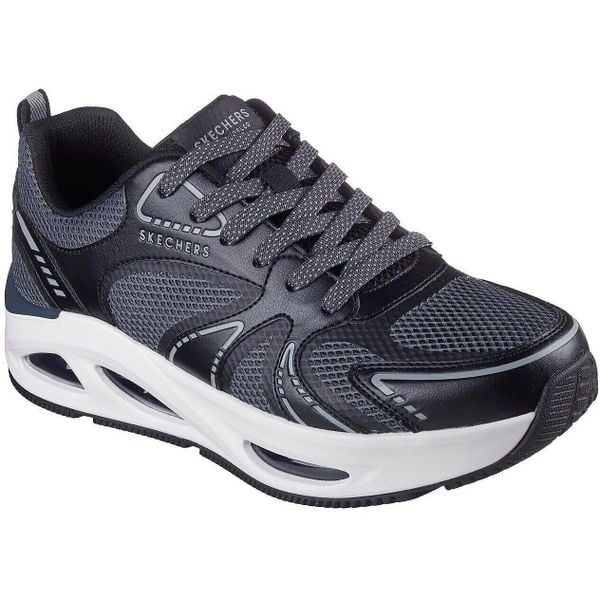 Buty sportowe Skechers Uno Ego aurair. Czarne obuwie sportowe Skechers, ze skóry ekologicznej, bez zapięcia. W wyprzedaży za 490.00 zł.