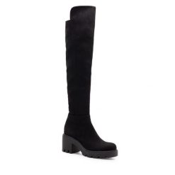 Kozaki DeeZee. Czarne kozaki DeeZee, bez obcasa, na słupku, bez zapięcia. Za 159.99 zł.