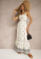 Czarna Sukienka z Wiskozą o Rozkloszowanym Kroju na Ramiączkach w Boho Print Leaella. Czarne sukienki Renee, na co dzień, l, bez wzorów, z wiskozy, boho, bez kołnierzyka, bez ramiączek, midi, rozkloszowane. Za 89.99 zł.
