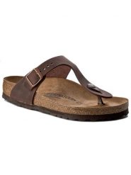 Birkenstock Japonki Gizeh 0743831 Brązowy. Brązowe klapki Birkenstock, bez wzorów, z nubiku, bez obcasa. Za 539.99 zł.