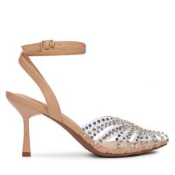 Szpilki JENNY. Brązowe szpilki Jenny, bez wzorów, bez obcasa, na szpilce, bez zapięcia. Za 139.99 zł.