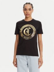 Just Cavalli T-Shirt 78PAHT01 Czarny Regular Fit. Czarne t-shirty Just Cavalli, m, bez wzorów, z bawełny, bez kołnierzyka, bez ramiączek. Za 329.99 zł.