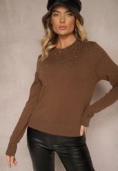 Brązowy Casualowy Sweter z Wiskozą z Ozdobnymi Detalami z Cyrkonii Edaloriae. Brązowe swetry Renee, m, bez wzorów, z wiskozy, bez ramiączek. Za 99.99 zł.