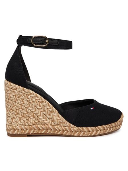 Tommy Hilfiger Espadryle Flag High Wedge Espad Closed Toe FW0FW09225 Czarny. Czarne espadryle TOMMY HILFIGER, bez wzorów, z materiału, bez obcasa, bez zapięcia. Za 264.99 zł.