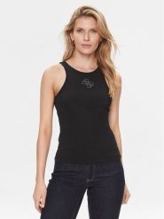 Guess Top W4RP43 KAZH2 Czarny Slim Fit. Czarne topy Guess, xl, z aplikacjami, z syntetyku, bez kołnierzyka, bez ramiączek. Za 129.99 zł.