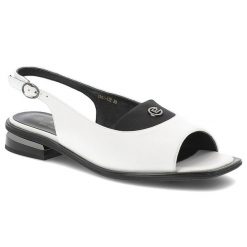 Białe Sandały S.Barski Modne Obuwie Damskie. Białe sandały S.BARSKI, z aplikacjami, z materiału, eleganckie, bez obcasa, na obcasie, bez zapięcia. Za 259.00 zł.
