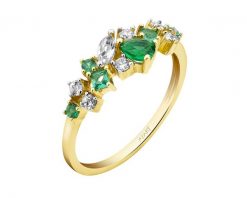 Pierścionek z żółtego złota z brylantami, kamieniami ozdobnymi i syntetycznymi - próba 375. Żółte pierścionki Apart, z brylantem, złote. Za 1,959.00 zł.