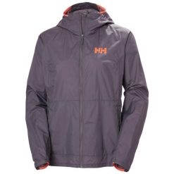 Kurtka przeciwdeszczowa damska Helly Hansen Roam Wind. Fioletowe kurtki sportowe Helly Hansen, bez wzorów, bez kaptura. Za 407.50 zł.