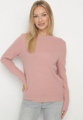 Różowy Sweter z Wełną w Klasycznym Stylu Firrive. Czerwone swetry Born2be, bez wzorów, z jeansu, bez ramiączek. Za 59.99 zł.