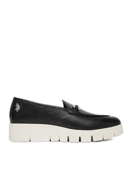 U.S. Polo Assn. Półbuty EO-NOVA001W/6L1 Czarny. Czarne czółenka U.S. Polo Assn., bez wzorów, ze skóry, bez obcasa, na koturnie, bez zapięcia. Za 170.99 zł.