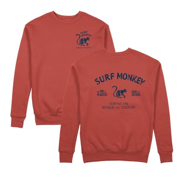 Bluza Save the Ocean – okrągły dekolt / dla dorosłych (papryka). Czerwone bluzy SURF MONKEY, l, bez wzorów, z bawełny, bez kaptura. Za 309.95 zł.