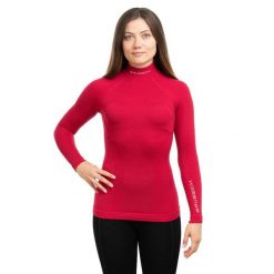 KOSZULKA EXTREME WOOL LS11930 DAMSKA-RASPBERRY s. Czerwone bluzki Brubeck, s, bez wzorów, sportowe, bez kołnierzyka, bez ramiączek. Za 259.39 zł.