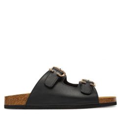 Klapki Lasocki. Czarne klapki Lasocki, bez wzorów, bez obcasa. Za 139.99 zł.