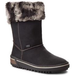 RIEKER Z6492-00 Czarny. Czarne botki Rieker, bez wzorów, ze skóry ekologicznej, bez obcasa, bez zapięcia. Za 279.99 zł.
