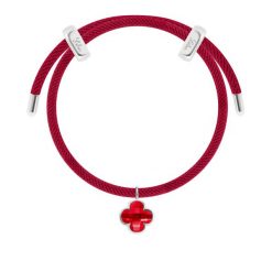 Bransoletka Liana ciemnoczerwona z posrebrzaną koniczyną z czerwonym kryształem. Czerwone bransoletki Lilou, posrebrzane. Za 238.00 zł.