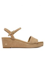 Tommy Hilfiger Sandały Suede Wrapped Mid Wedge FW0FW09235 Brązowy. Brązowe sandały TOMMY HILFIGER, bez wzorów, ze skóry, bez obcasa, na koturnie, bez zapięcia. Za 569.99 zł.