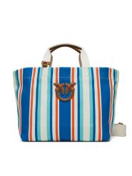 PINKO Torebka Shopping Bag Medium PE 25 PLTT 104753 A2G5 Niebieski. Niebieskie torebki klasyczne Pinko, bez wzorów, z materiału, bez dodatków. Za 409.99 zł.