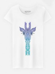 WOOOP Koszulka "Giraffe Mint" w kolorze białym rozmiar: XL. Białe bluzki Wooop, xl, bez wzorów, z bawełny, bez kołnierzyka, bez ramiączek. Za 88.02 zł.